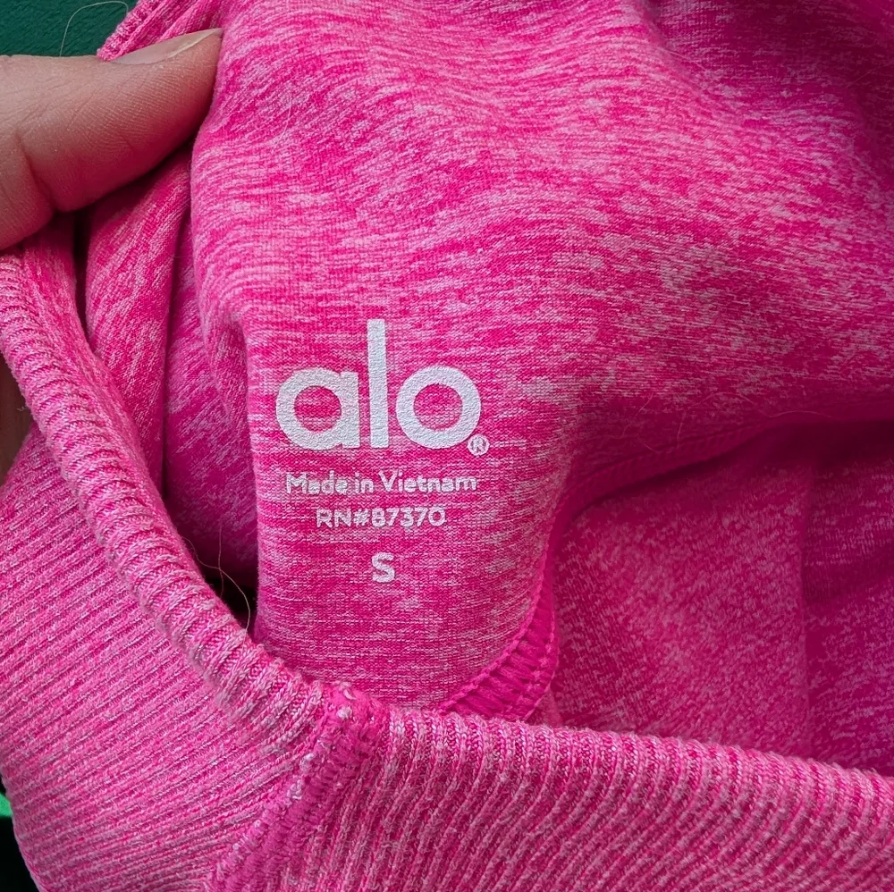 Alo Pink Sports Bra and Shorts Set - Picture 5 of 8